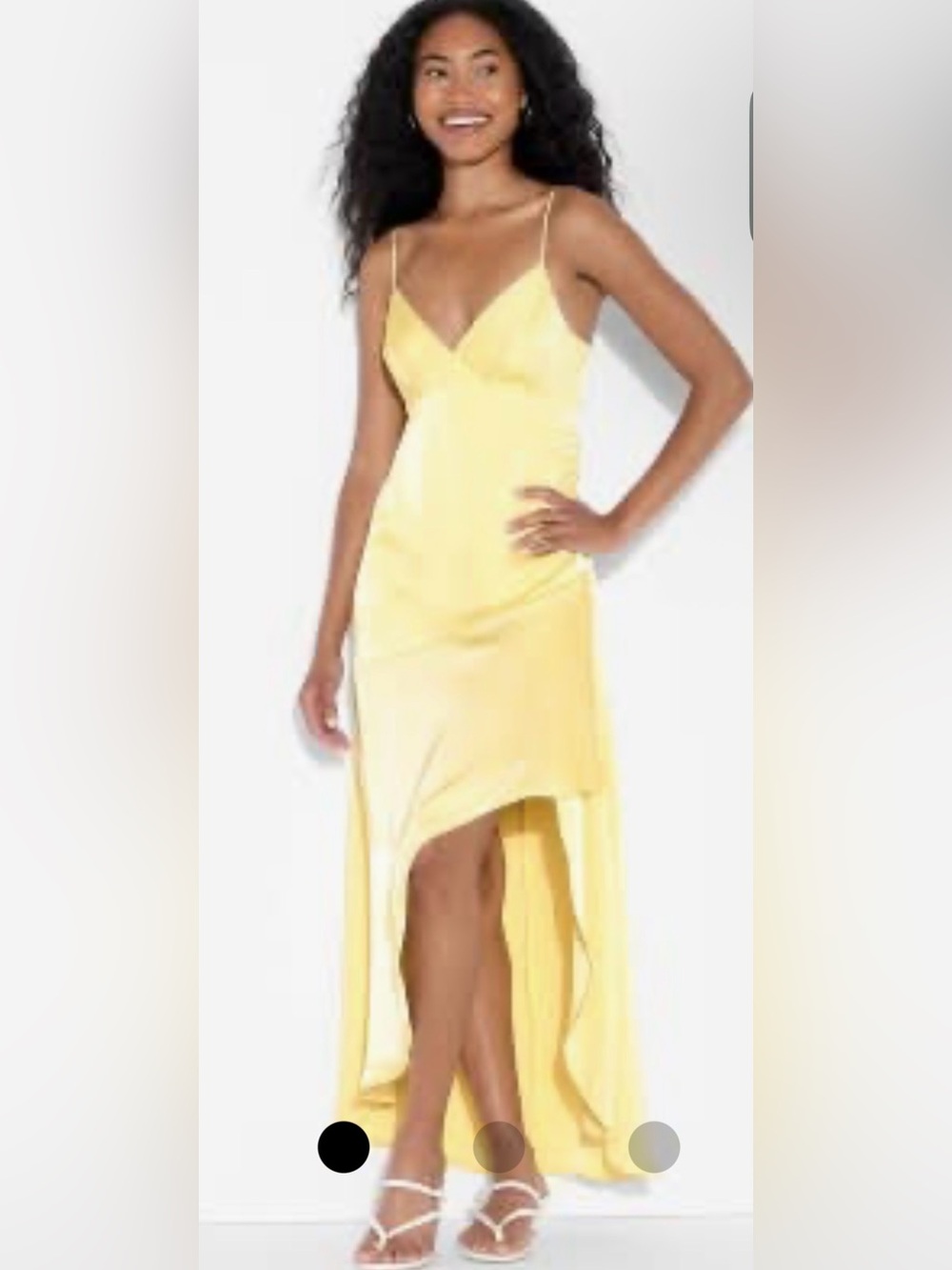 Wild Fable Yellow Satin High Low Slip Dress M Asymmetrical Midi Maxi Dress